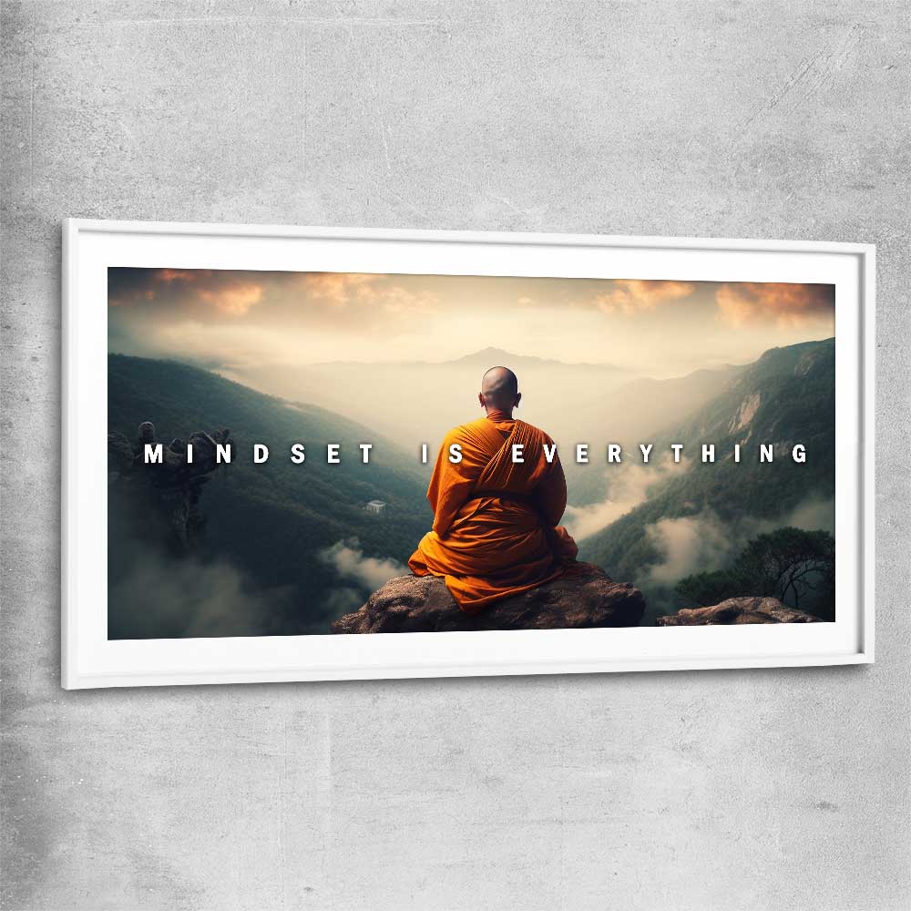 Mindset is Everything white glass front frame - part of our high quality fashion canvas wall art and prints collection