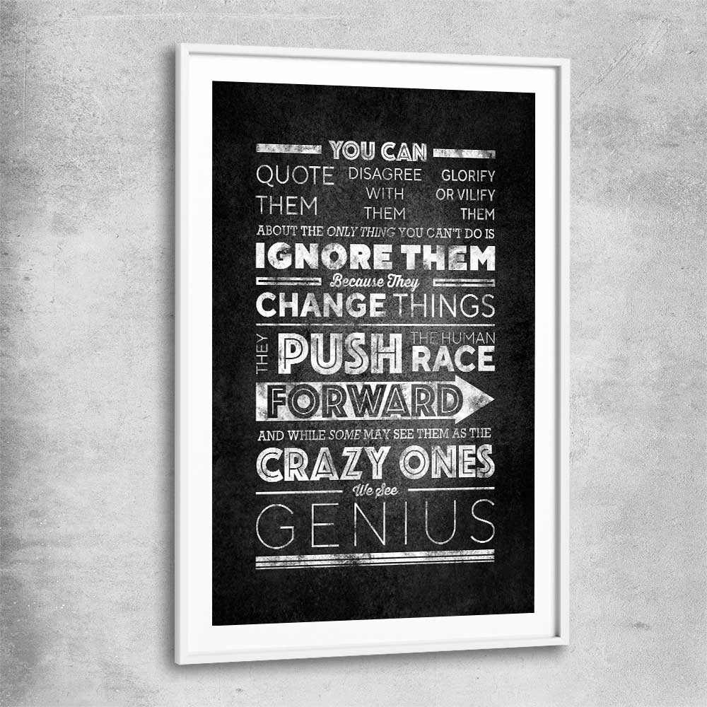 Inspirational wall art print of Push Forwards with white glass front frame