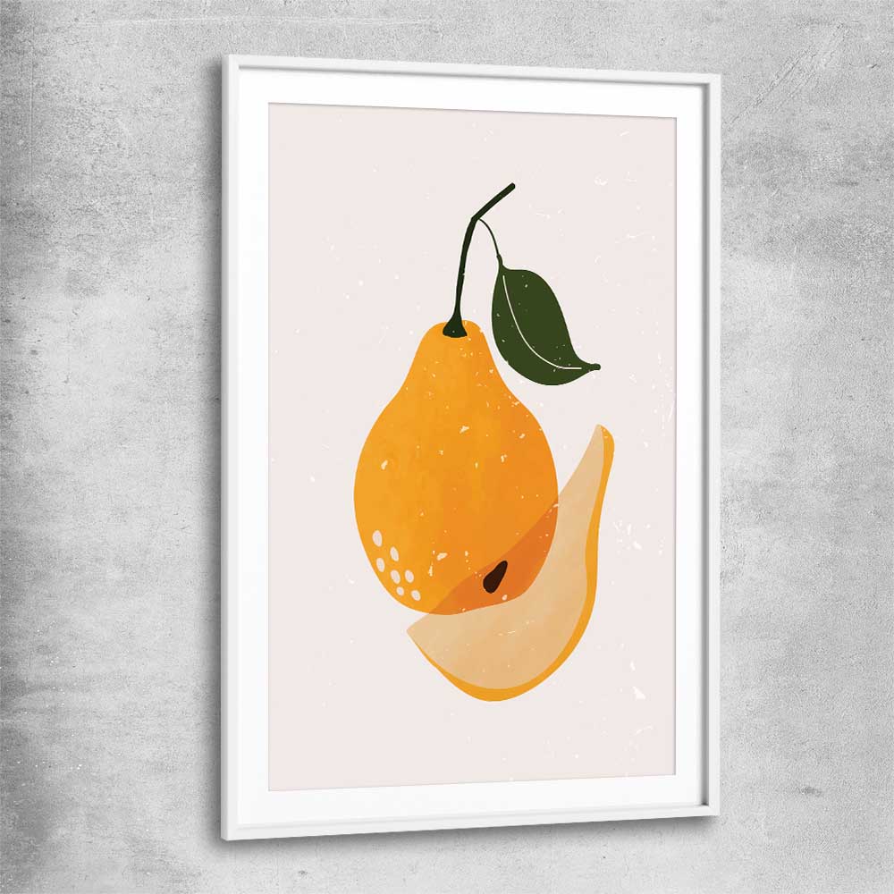 Brown Pear white glass front frame is a colourful and stylish canvas wall art and print suited for the kitchen area