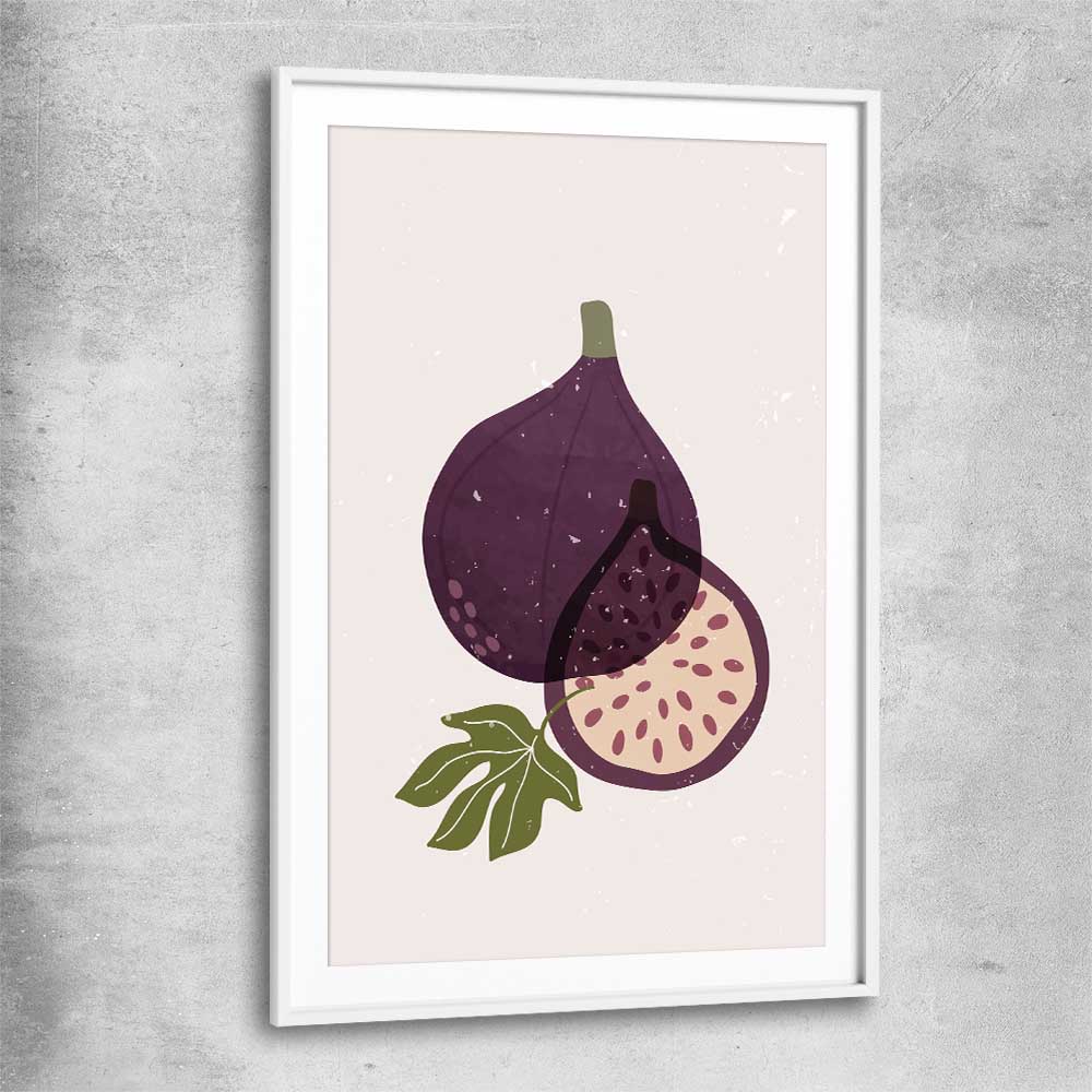 Purple Fig white glass front frame is a colourful and stylish canvas wall art and print suited for the kitchen area