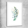 Floral print of Eucalyptus Bunch Three with white glass front frame