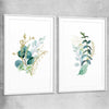 Floral print of Eucalyptus Pair Two with white glass front frame