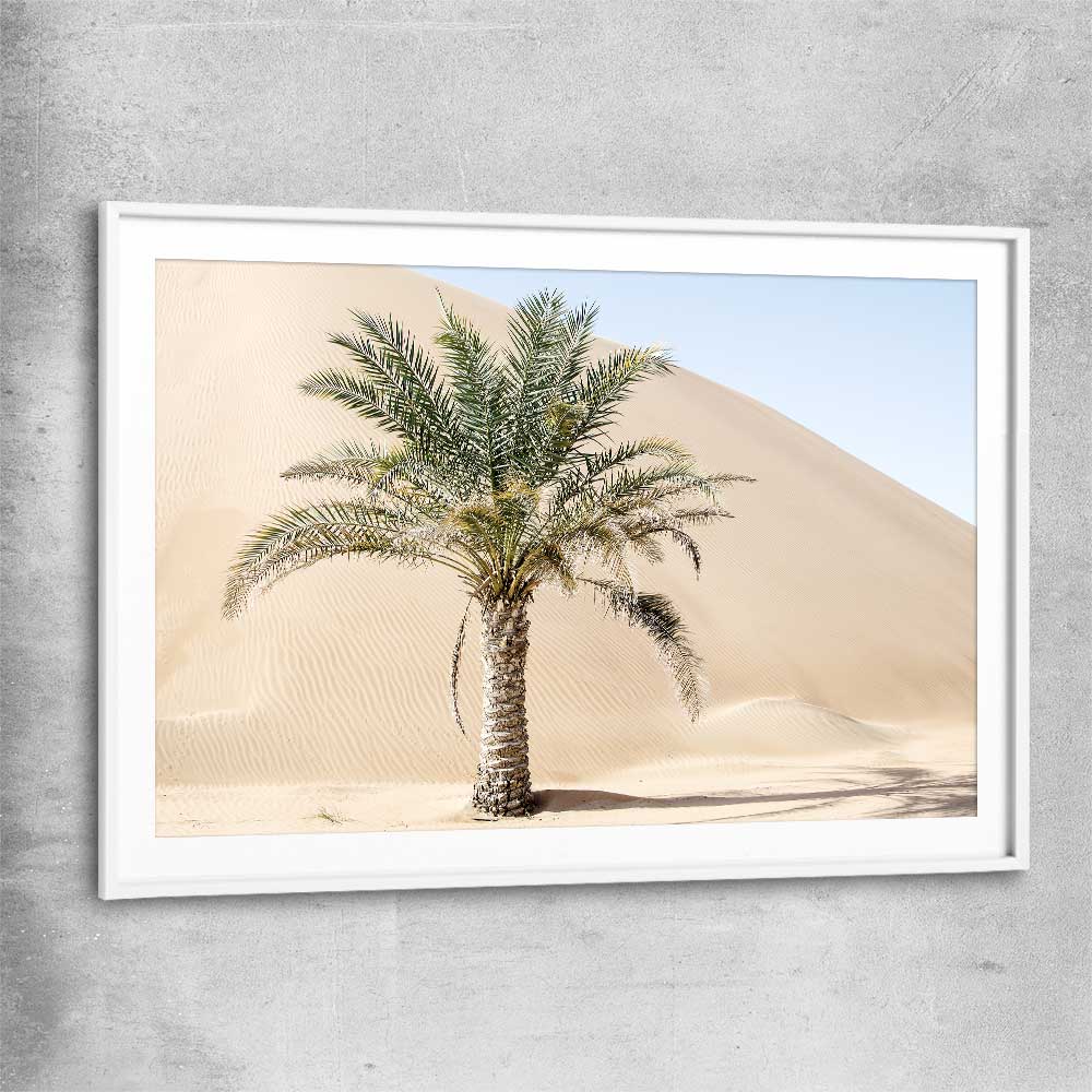 Floral print of Liwa Dunes with white glass front frame