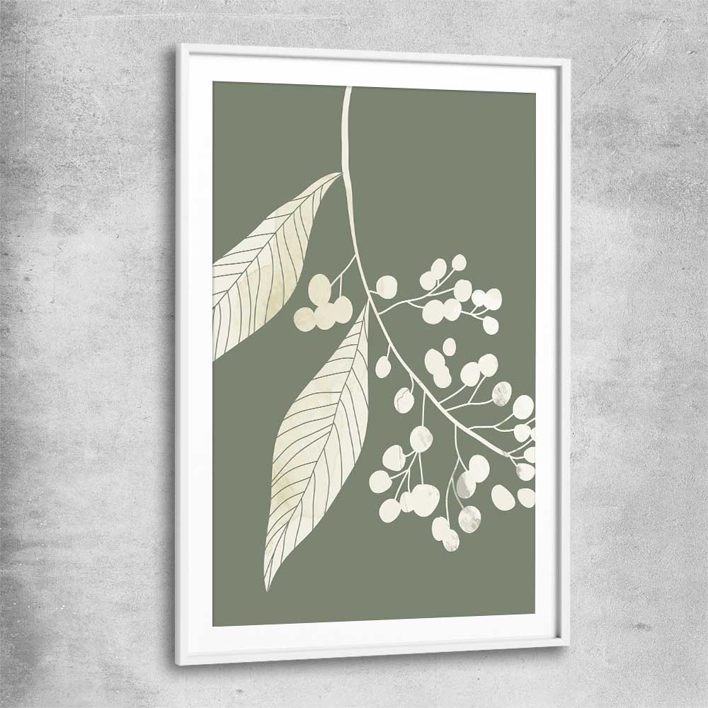 Floral print of Vintage Floral One with white glass front frame