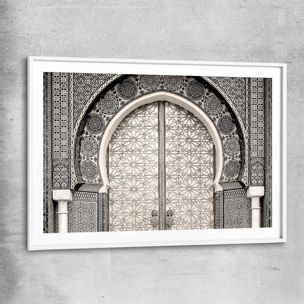 Ancient Morocco white glass front frame is a high quality print in our city skyline, travel prints and maps collection