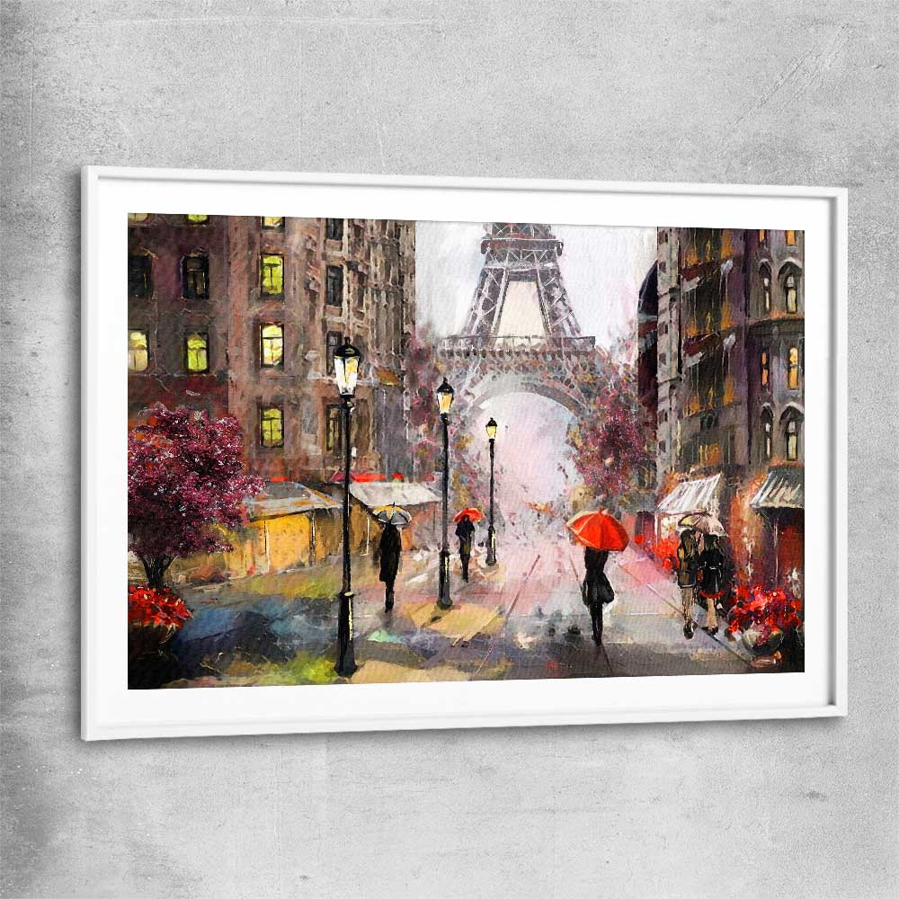 Beautiful Paris white glass front frame is a high quality print in our city skyline, travel prints and maps collection