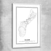 Hagatna City white glass front frame is a high quality print in our city skyline, travel prints and maps collection