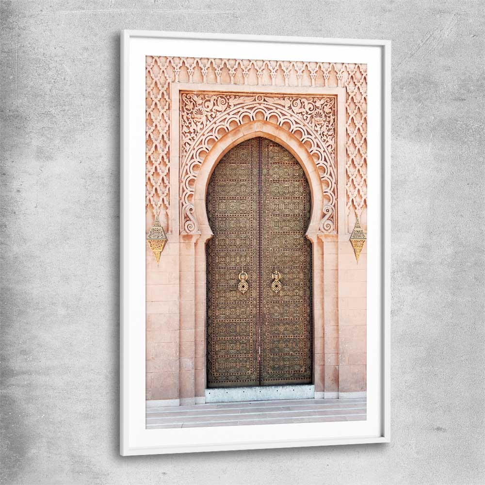 Majestic Door white glass front frame is a high quality print in our city skyline, travel prints and maps collection