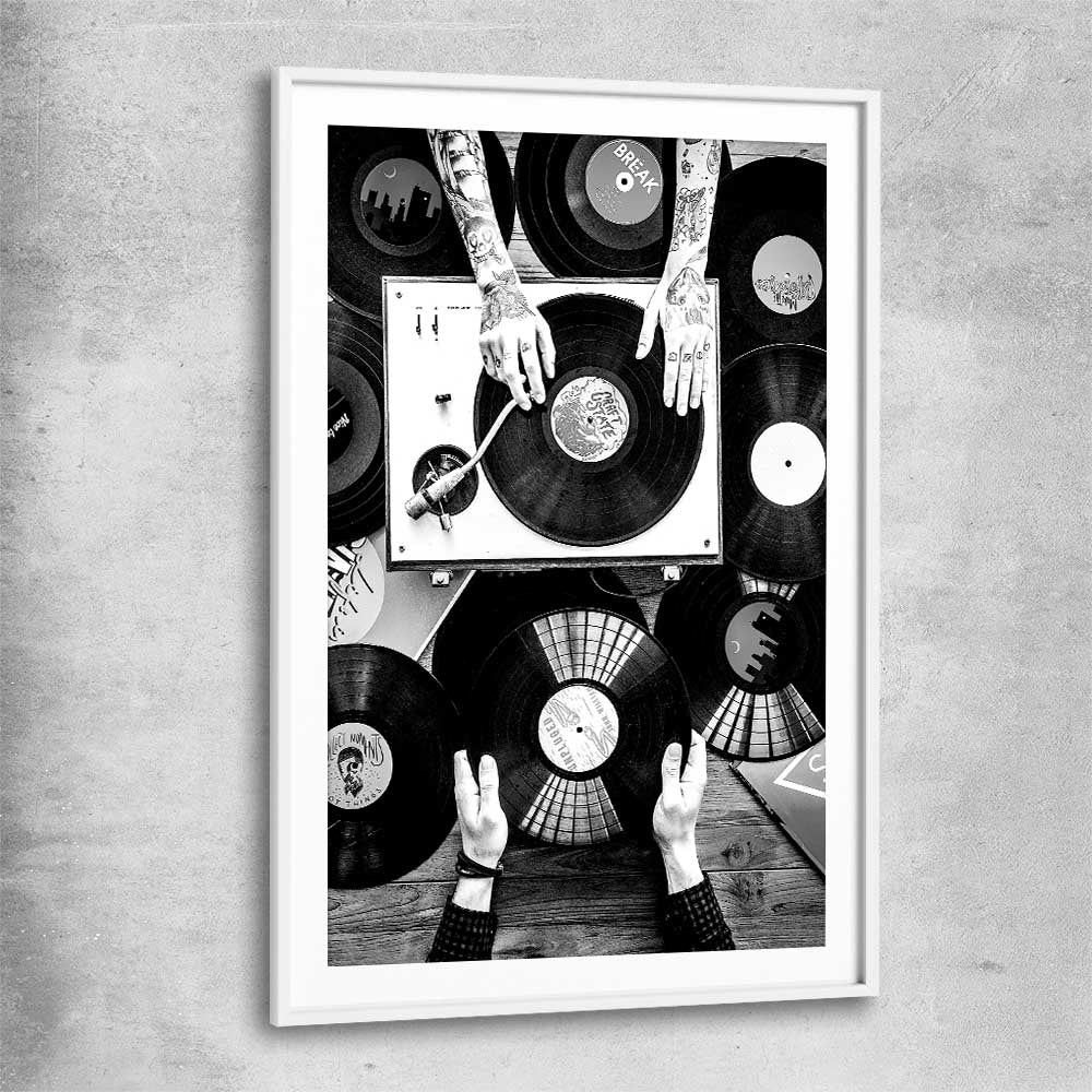 Music Vibes white glass front frame is a high quality print in our city skyline, travel prints and maps collection