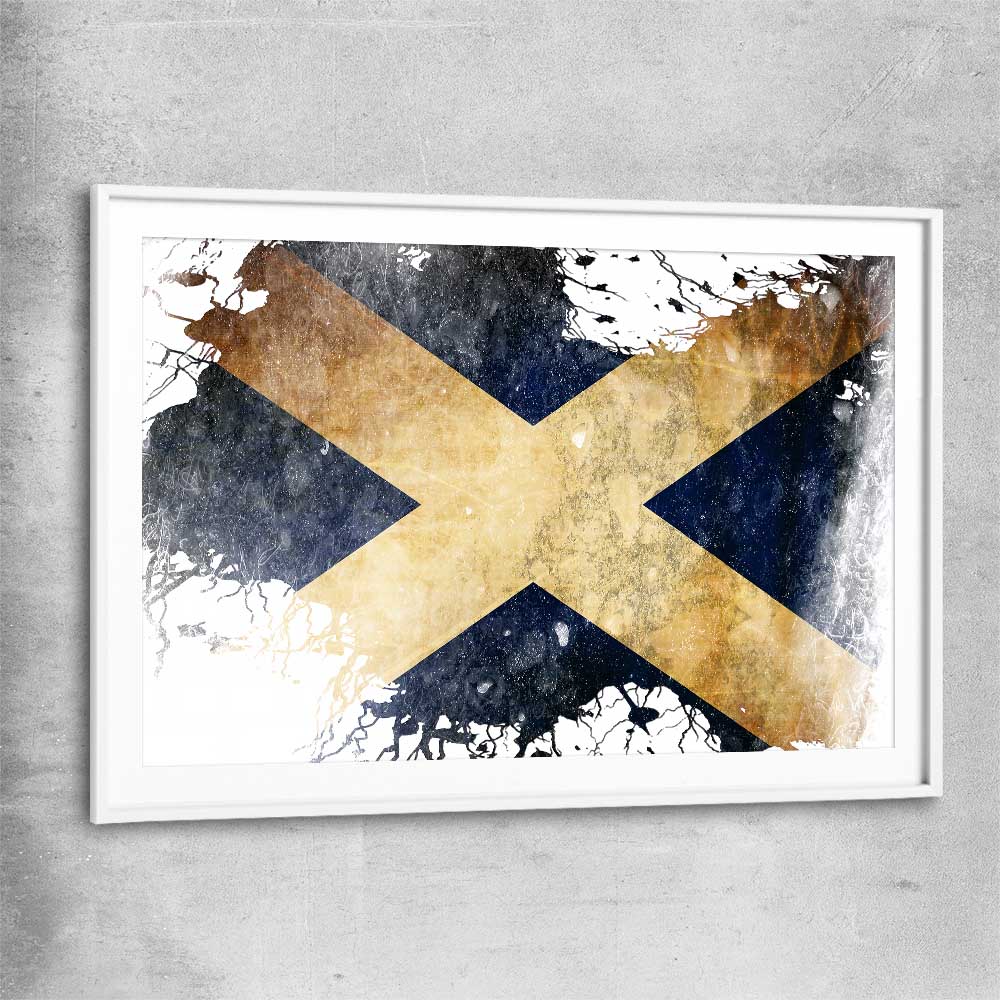 Scottish Flag white glass front frame is a high quality print in our city skyline, travel prints and maps collection