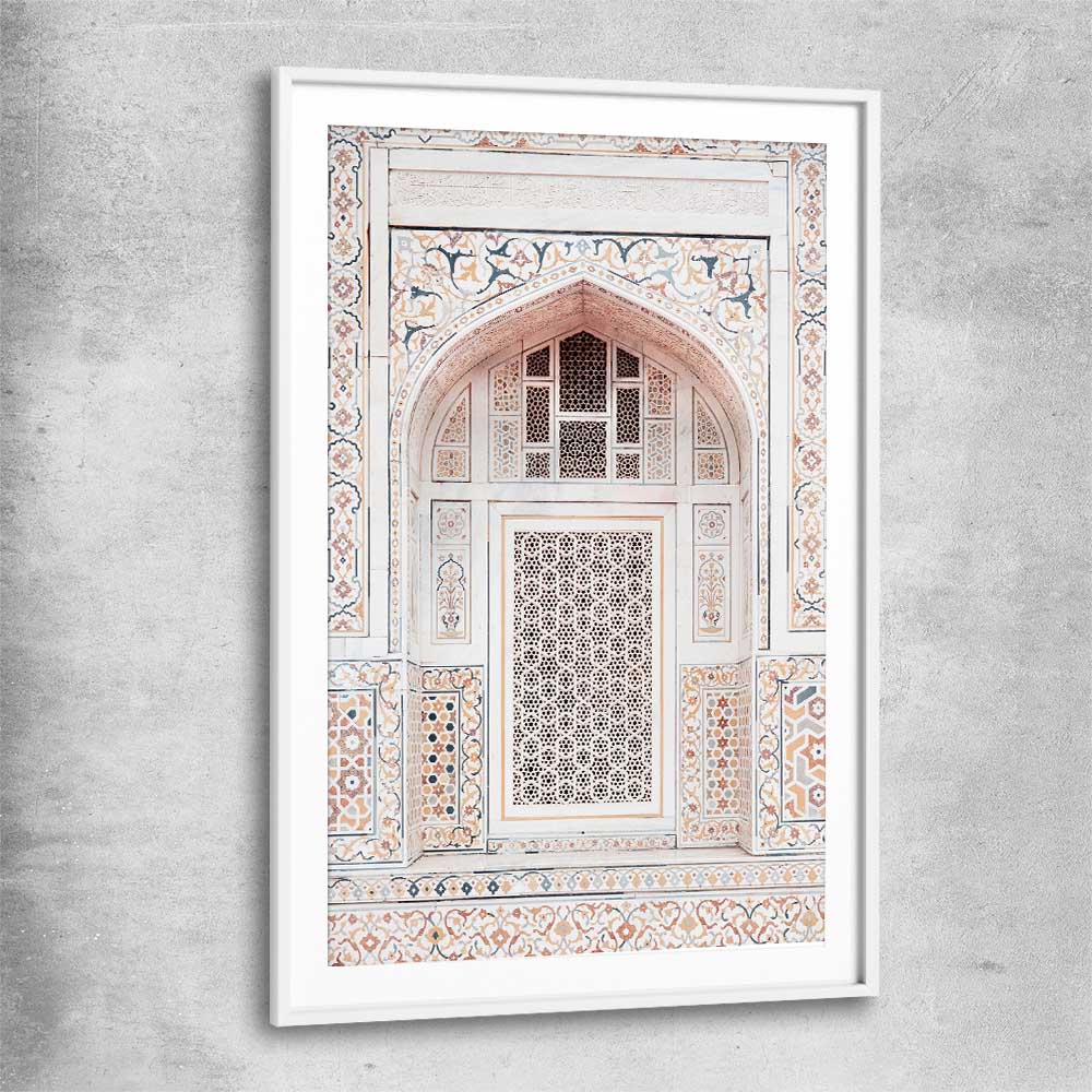 Taj in Arga white glass front frame is a high quality print in our city skyline, travel prints and maps collection