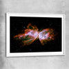 Space prints and wall art of Butterfly Nebula with white glass front frame
