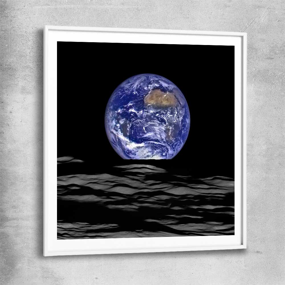 Space prints and wall art of The Earth with white glass front frame