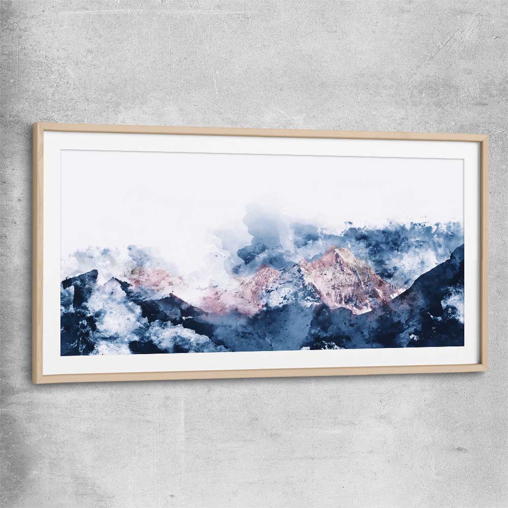Abstract Mountains raw oak glass front frame - part of our high quality canvas abstract wall art collection