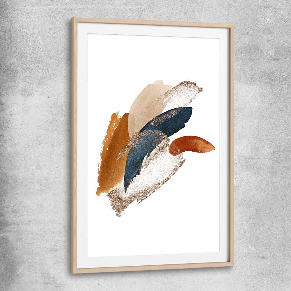 Abstract Strokes One raw oak glass front frame - part of our high quality canvas abstract wall art collection