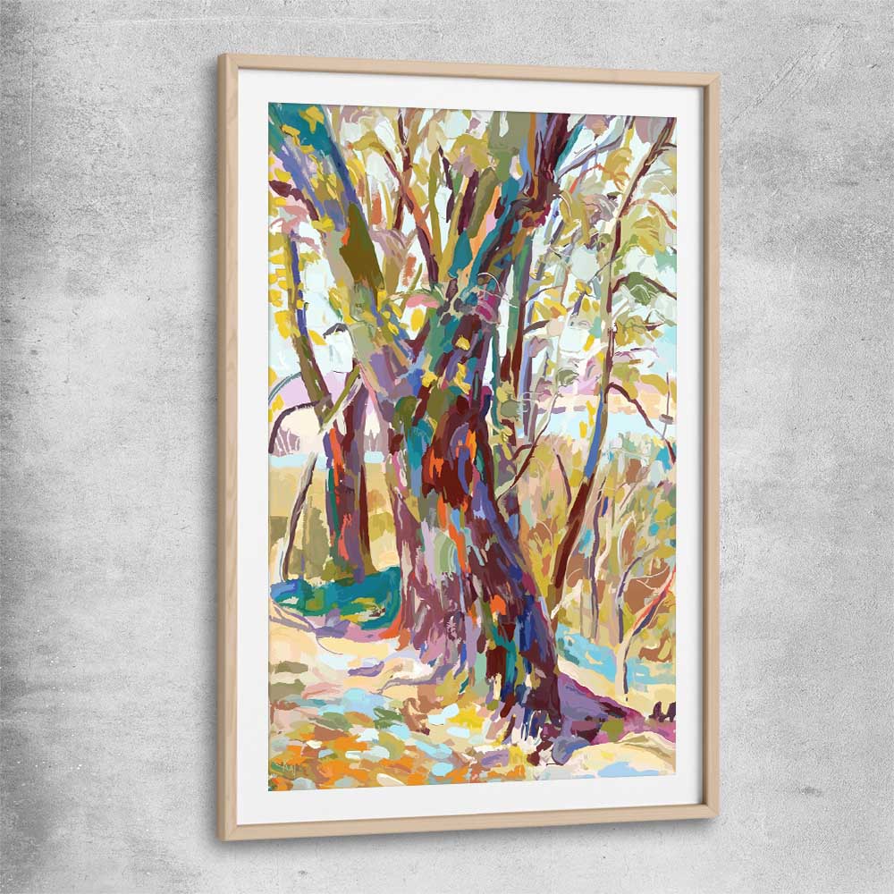 Autumn Leaves raw oak glass front frame - part of our high quality canvas abstract wall art collection