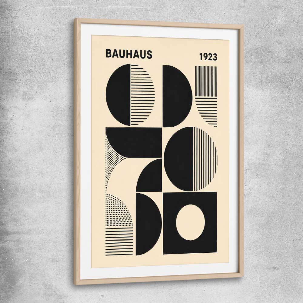 Bauhaus Forms raw oak glass front frame - part of our high quality canvas abstract wall art collection