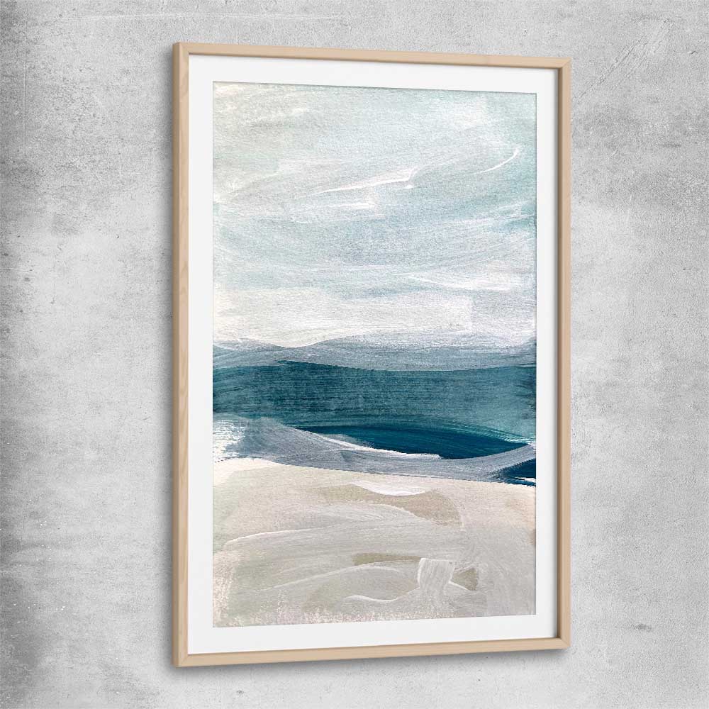 Beach Shades raw oak glass front frame - part of our high quality canvas abstract wall art collection