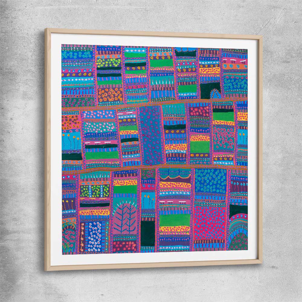 Cheerfulness raw oak glass front frame - part of our high quality canvas abstract wall art collection