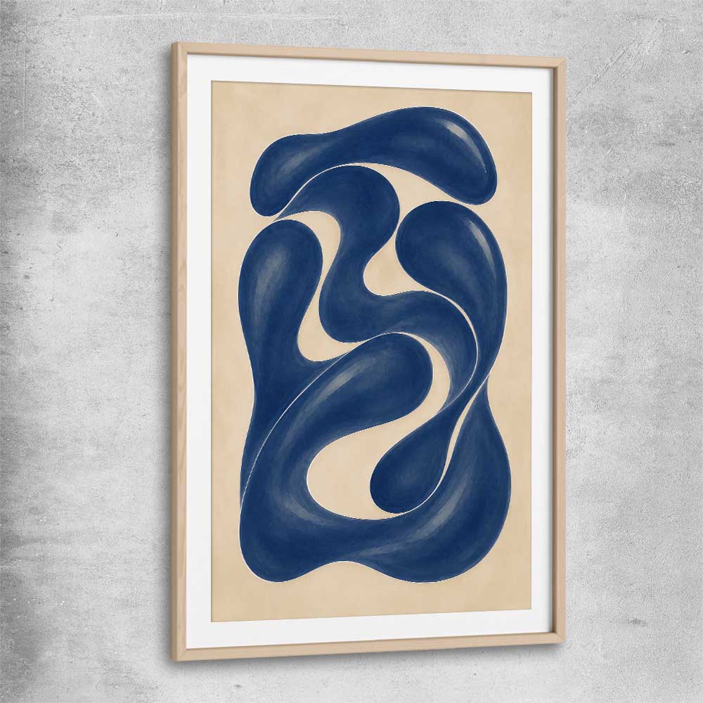 Cobalt Forms II raw oak glass front frame - part of our high quality canvas abstract wall art collection