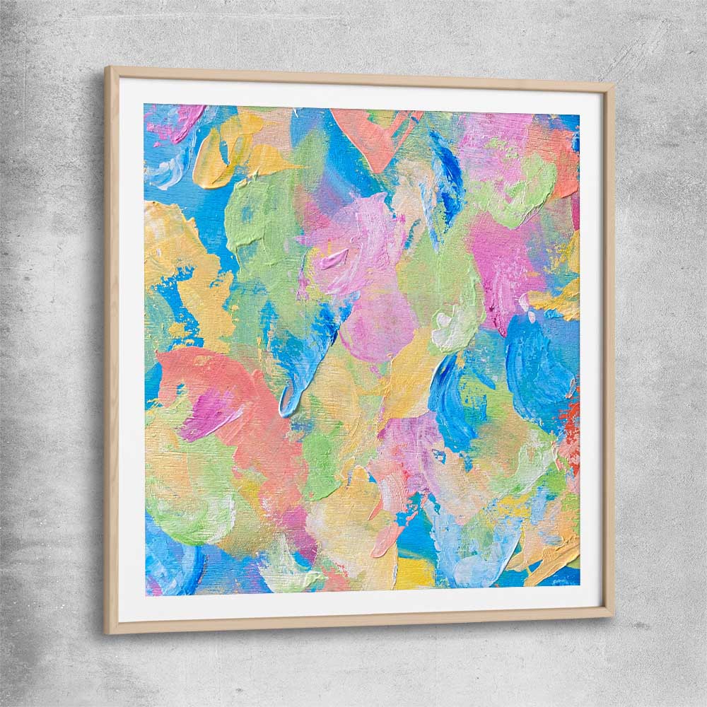 Colour Burst raw oak glass front frame - part of our high quality canvas abstract wall art collection
