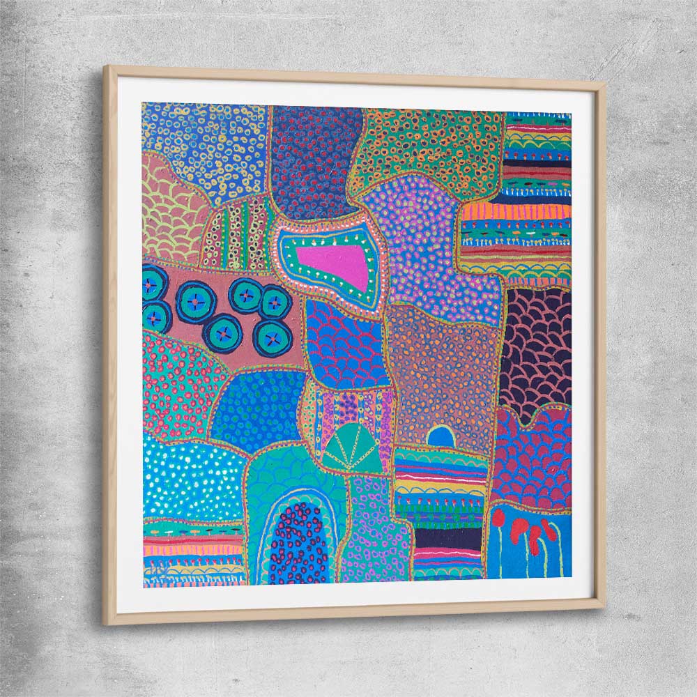 Colour has Life raw oak glass front frame - part of our high quality canvas abstract wall art collection
