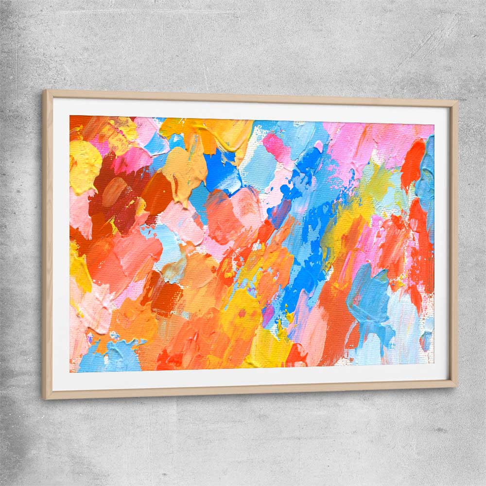 Colour Rays raw oak glass front frame - part of our high quality canvas abstract wall art collection