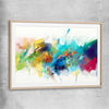 Colourful Abstract Burst raw oak glass front frame - part of our high quality canvas abstract wall art collection