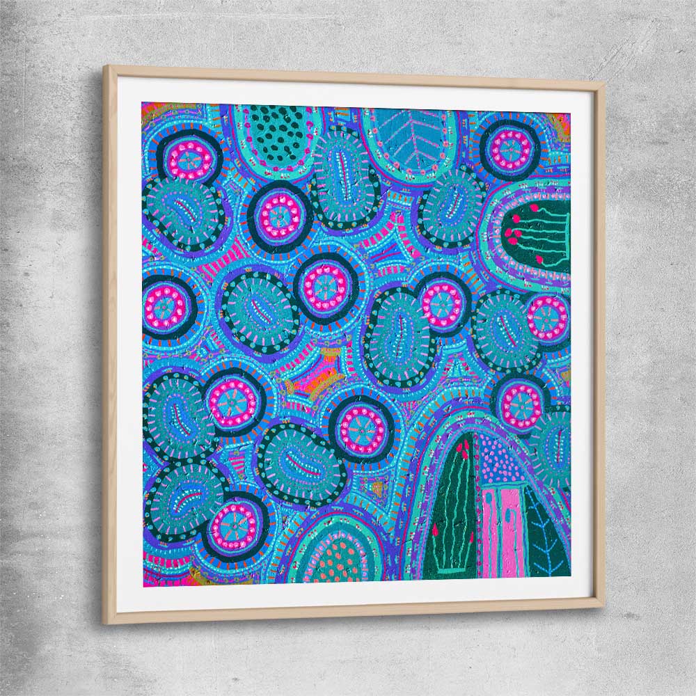 Colours are Encryptic raw oak glass front frame - part of our high quality canvas abstract wall art collection