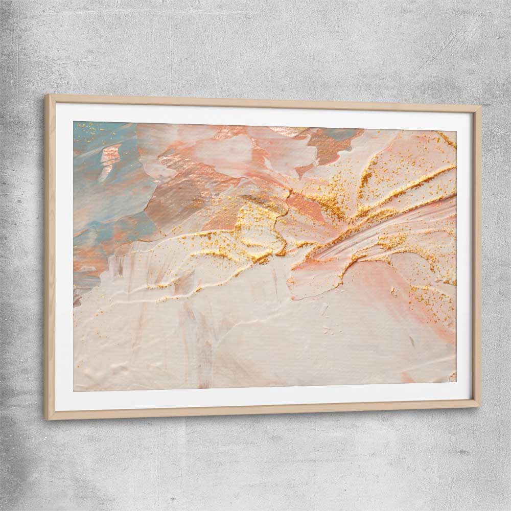 Cream Layers raw oak glass front frame - part of our high quality canvas abstract wall art collection