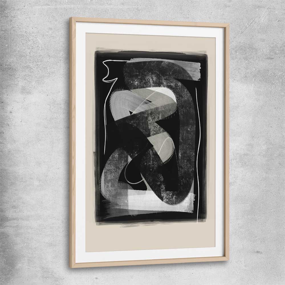 Dark Flow raw oak glass front frame - part of our high quality canvas abstract wall art collection