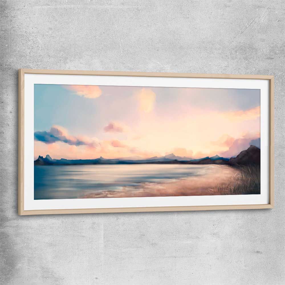 Dawn at Sea raw oak glass front frame - part of our high quality canvas abstract wall art collection