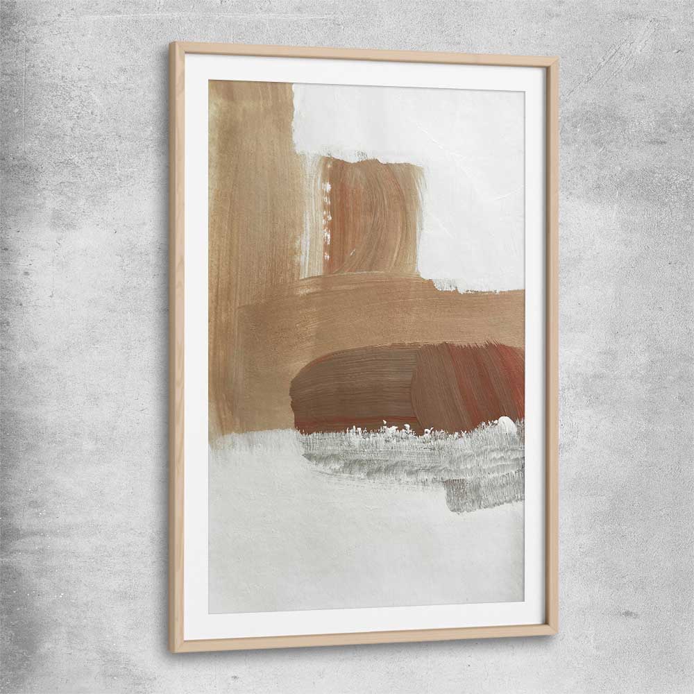 Desert Tones raw oak glass front frame - part of our high quality canvas abstract wall art collection