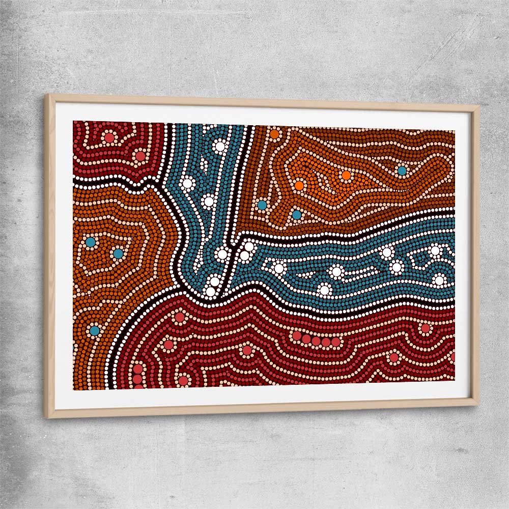 Dots of Night raw oak glass front frame - part of our high quality canvas abstract wall art collection