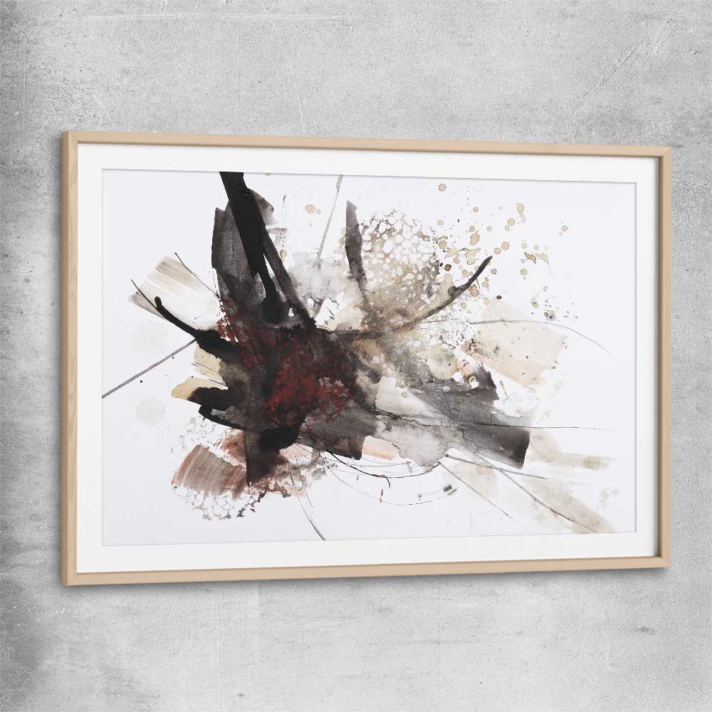 Energy Burst raw oak glass front frame - part of our high quality canvas abstract wall art collection