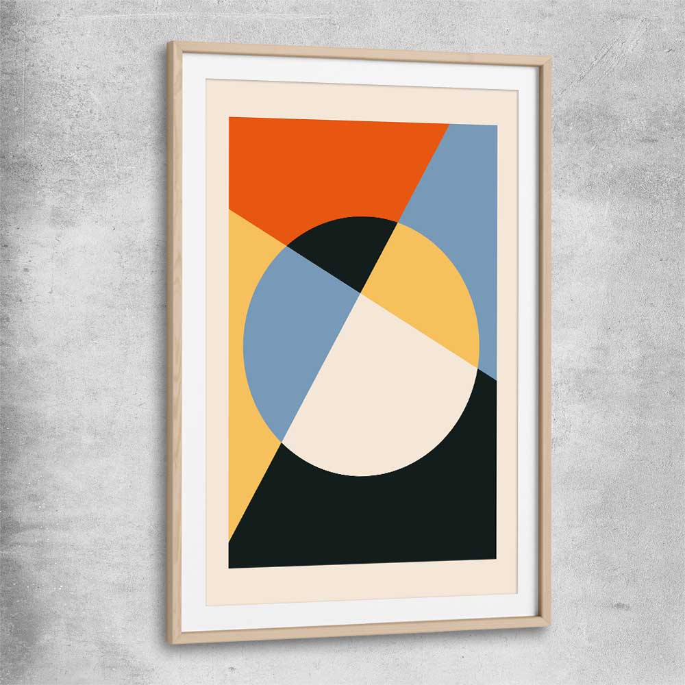 Geometry Burst One raw oak glass front frame - part of our high quality canvas abstract wall art collection