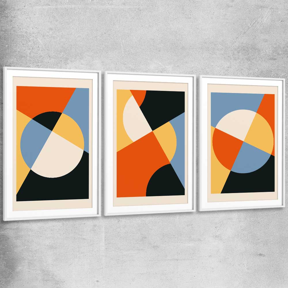 Geometry Burst Set raw oak glass front frame - part of our high quality canvas abstract wall art collection
