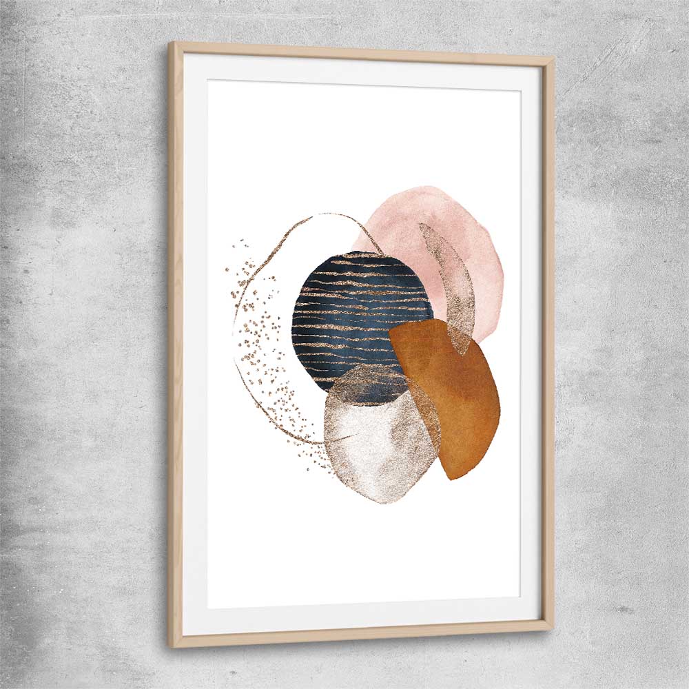 Gold Glitter raw oak glass front frame - part of our high quality canvas abstract wall art collection
