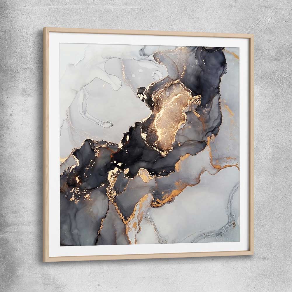 Golden Tones raw oak glass front frame - part of our high quality canvas abstract wall art collection