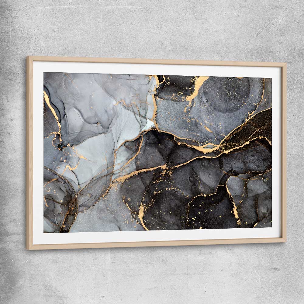 Grey Fissure raw oak glass front frame - part of our high quality canvas abstract wall art collection