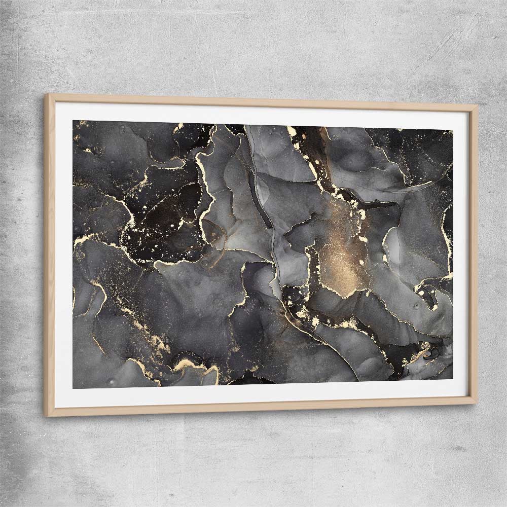 Grey Vapours raw oak glass front frame - part of our high quality canvas abstract wall art collection