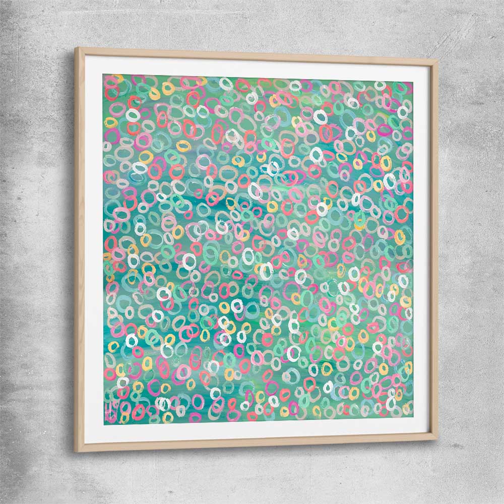 Healthy Molecules raw oak glass front frame - part of our high quality canvas abstract wall art collection