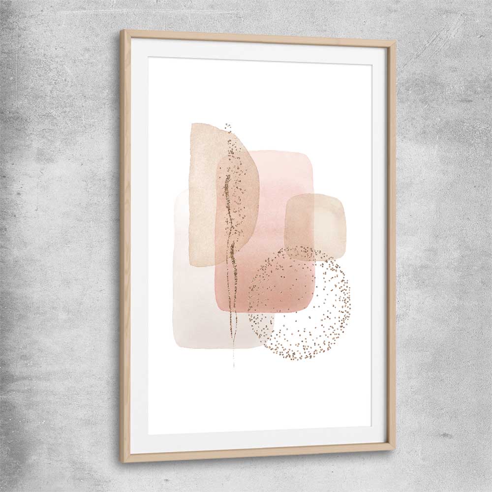 Light Geometric raw oak glass front frame - part of our high quality canvas abstract wall art collection