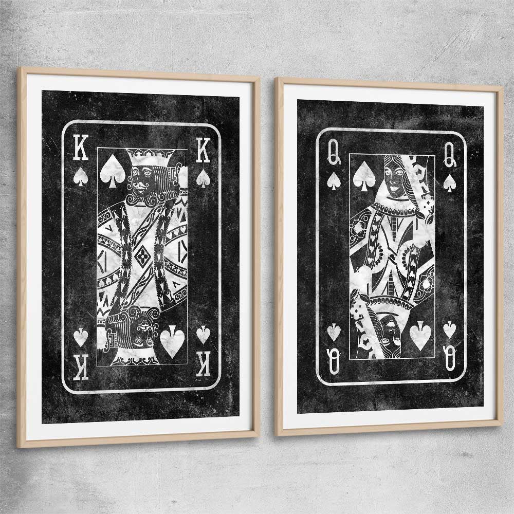Inspirational wall art print of Marble King Pair with raw oak glass front frame