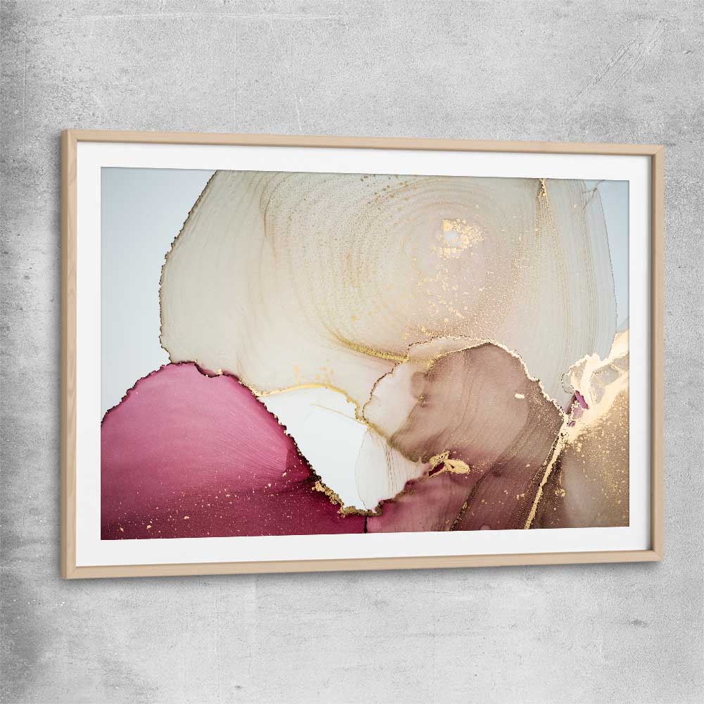 Maroon Depth raw oak glass front frame - part of our high quality canvas abstract wall art collection