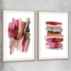 Maroon Tones Pair raw oak glass front frame - part of our high quality canvas abstract wall art collection