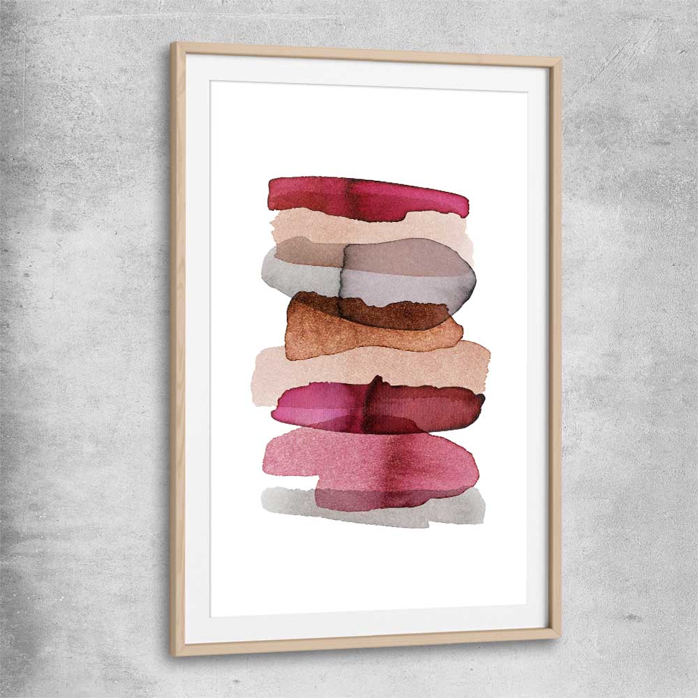 Maroon Tones Two raw oak glass front frame - part of our high quality canvas abstract wall art collection