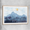 Mountain Silhouette raw oak glass front frame - part of our high quality canvas abstract wall art collection