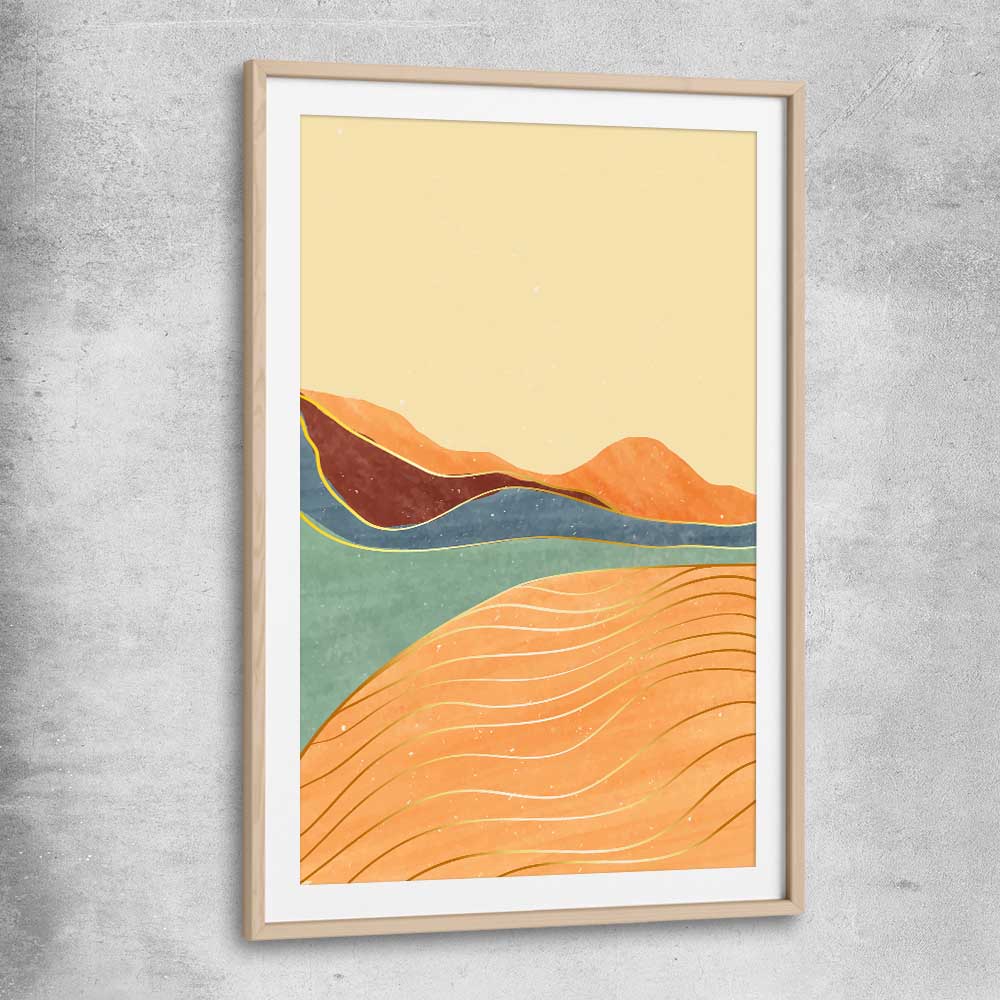Nature Waves Three raw oak glass front frame - part of our high quality canvas abstract wall art collection
