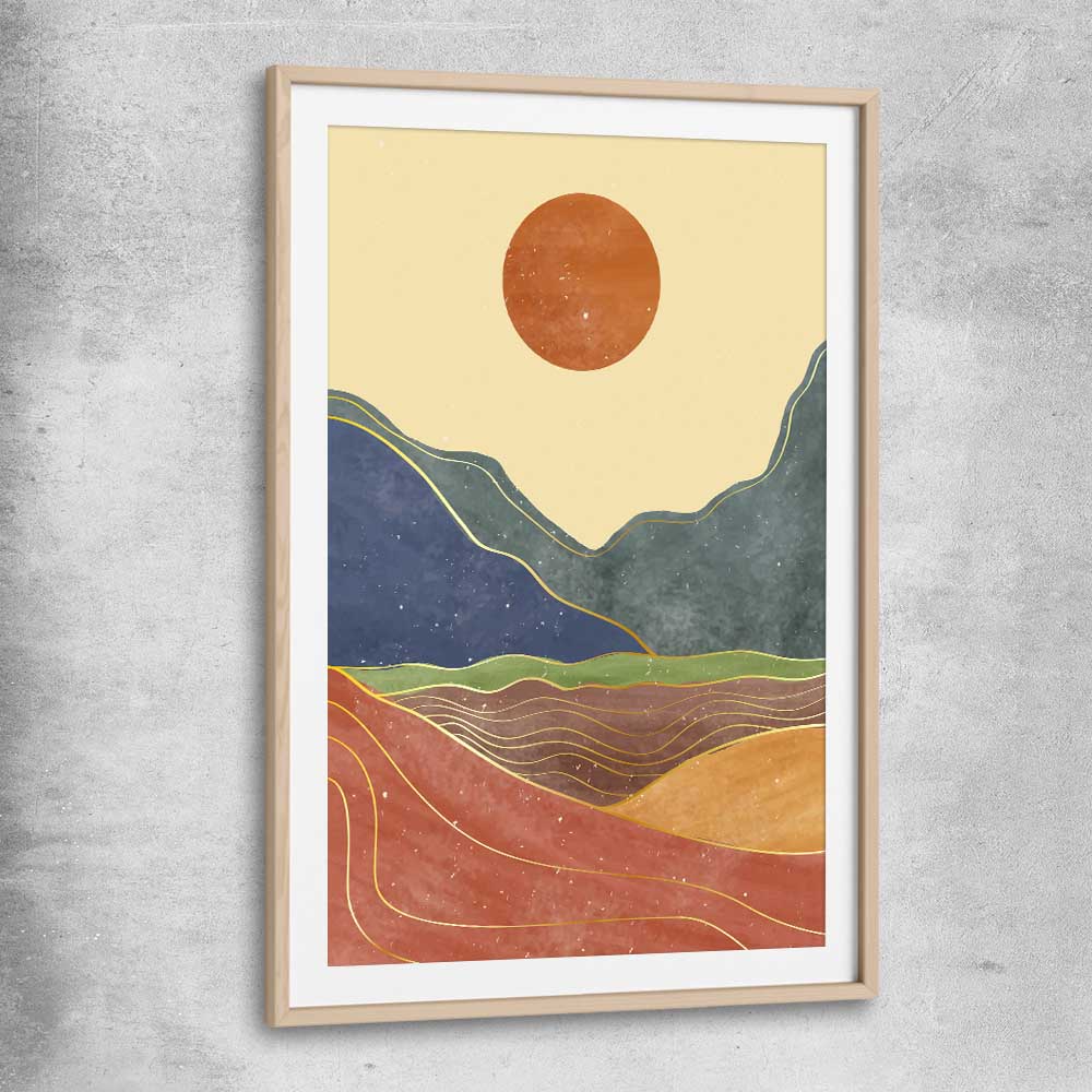 Nature Waves Two raw oak glass front frame - part of our high quality canvas abstract wall art collection